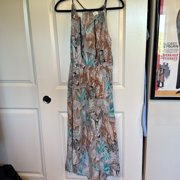 Two by Vince Camuto Tribal Beat Safari Zebra High Low Faux Wrap Midi Dress - Picture 5 of 13